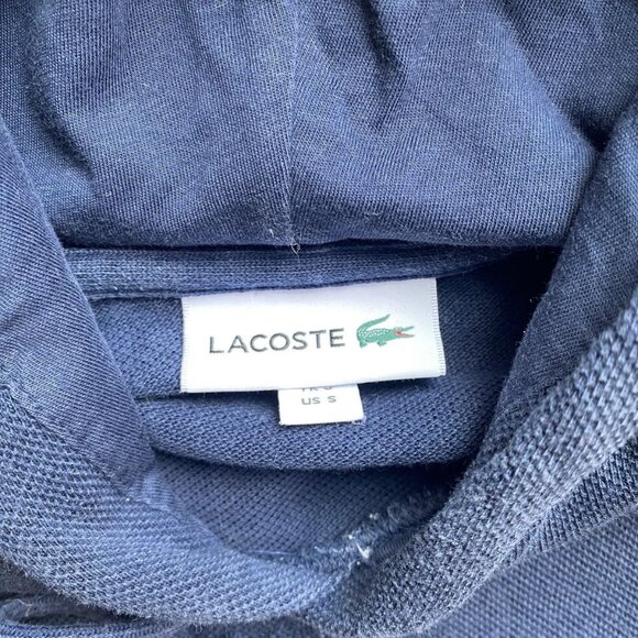 Lacoste Embossed Crocodile Pullover Hoodie Blue Small - Picture 3 of 4